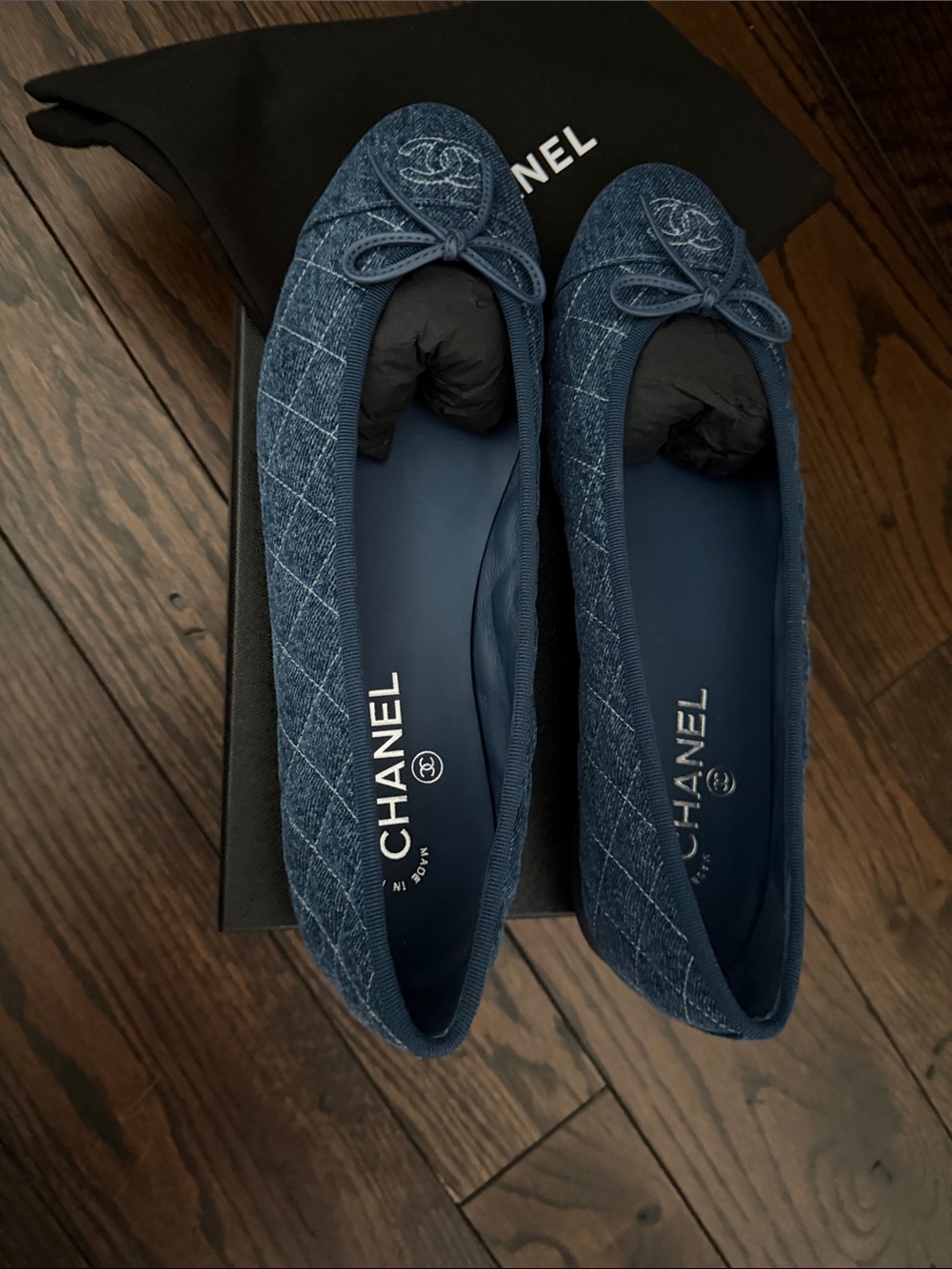 Chanel Quilted Denim Ballet Flats in Blue - Picture 10 of 10